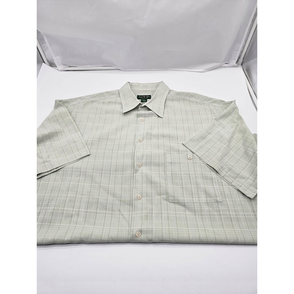 David Taylor Collection Mens XXL Sage Plaid Shirt Pocket
